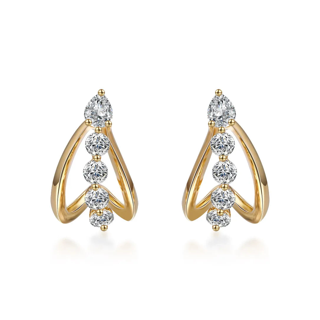 0.27 ctw Mixed-Cut Lab-Grown Diamond Earrings in 18K Yellow Gold