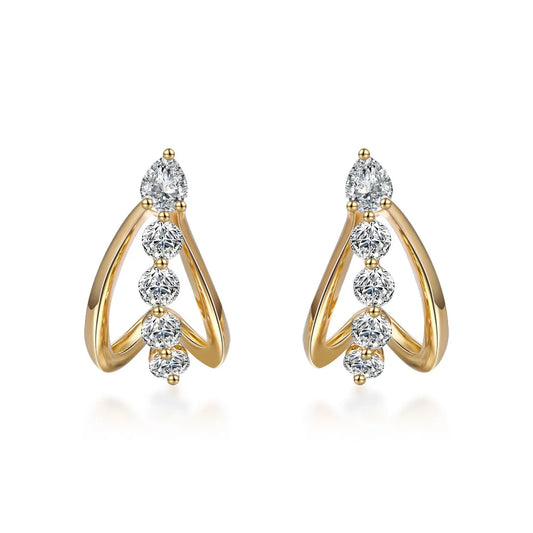 0.27 ctw Mixed-Cut Lab-Grown Diamond Earrings in 18K Yellow Gold