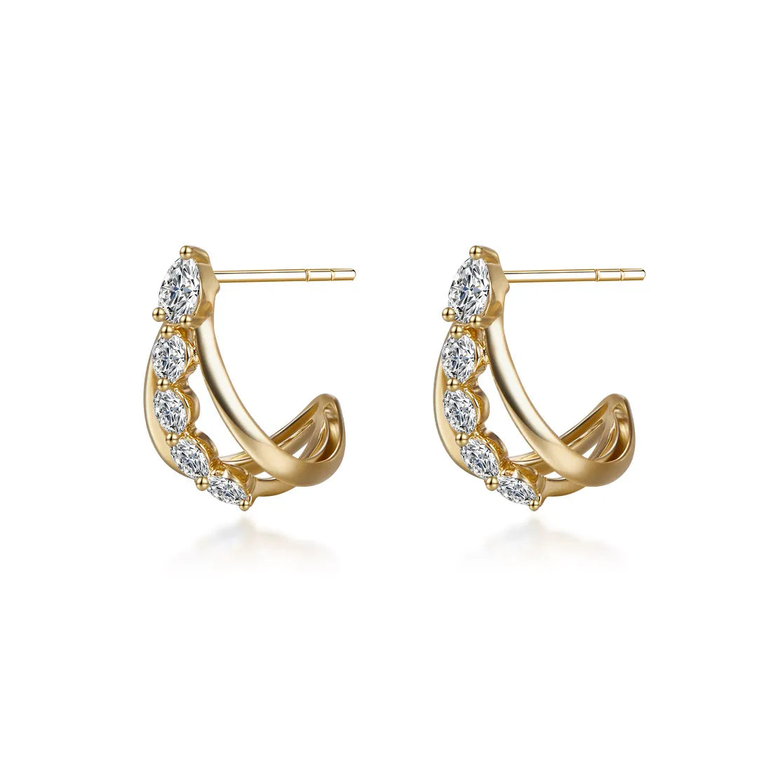 0.27 ctw Mixed-Cut Lab-Grown Diamond Earrings in 18K Yellow Gold