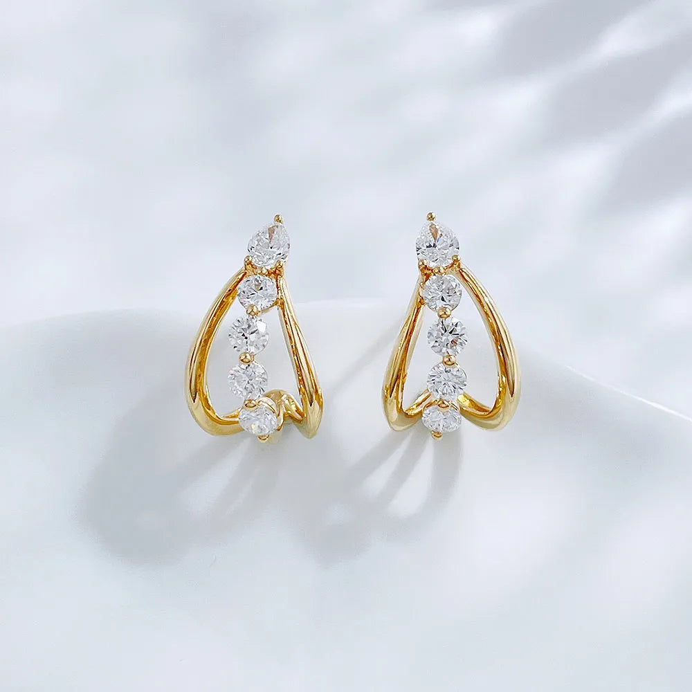 0.27 ctw Mixed-Cut Lab-Grown Diamond Earrings in 18K Yellow Gold