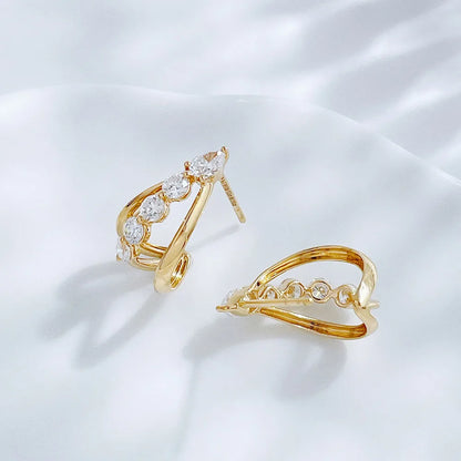 0.27 ctw Mixed-Cut Lab-Grown Diamond Earrings in 18K Yellow Gold