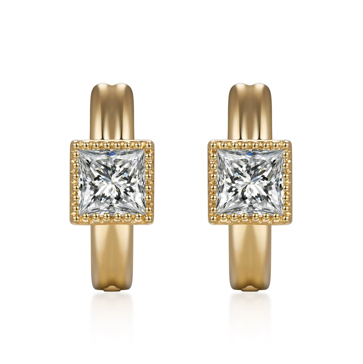 0.52 ctw Princess-Cut Lab-Grown Diamond Earrings in 18K Yellow Gold