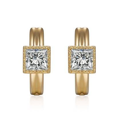 0.52 ctw Princess-Cut Lab-Grown Diamond Earrings in 18K Yellow Gold