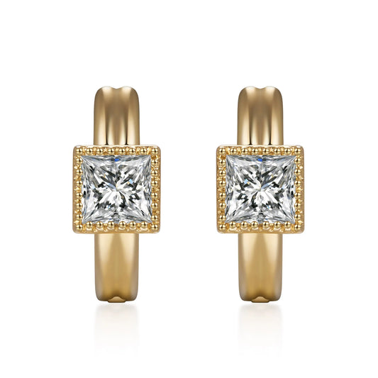 0.52 ctw Princess-Cut Lab-Grown Diamond Earrings in 18K Yellow Gold