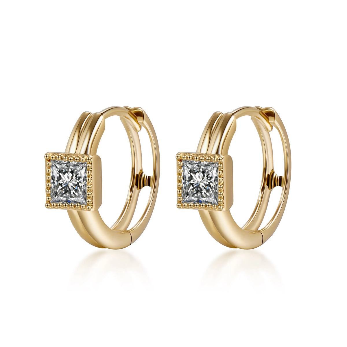 0.52 ctw Princess-Cut Lab-Grown Diamond Earrings in 18K Yellow Gold
