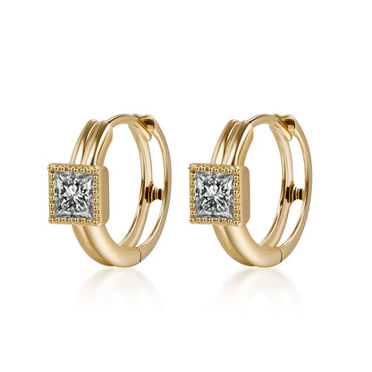 0.52 ctw Princess-Cut Lab-Grown Diamond Earrings in 18K Yellow Gold
