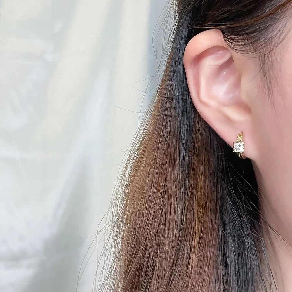 0.52 ctw Princess-Cut Lab-Grown Diamond Earrings in 18K Yellow Gold