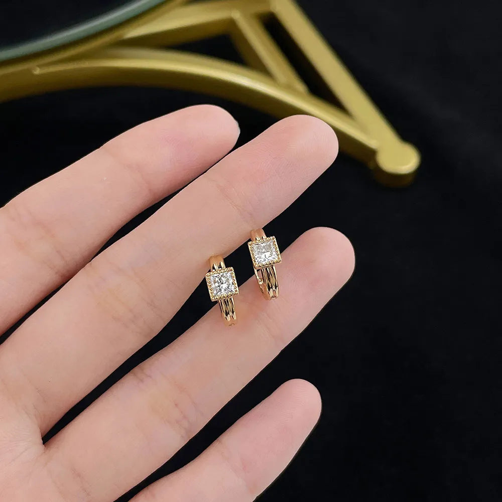 0.52 ctw Princess-Cut Lab-Grown Diamond Earrings in 18K Yellow Gold