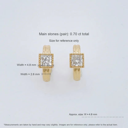 0.52 ctw Princess-Cut Lab-Grown Diamond Earrings in 18K Yellow Gold