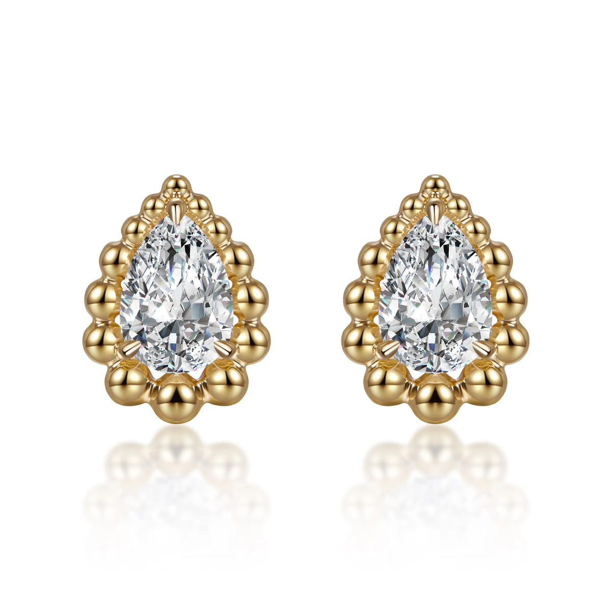 1.08 ctw Pear-Cut Lab-Grown Diamond Drop Earrings in 18K Yellow Gold
