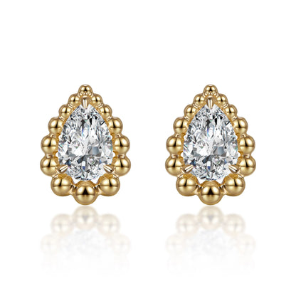 1.08 ctw Pear-Cut Lab-Grown Diamond Drop Earrings in 18K Yellow Gold
