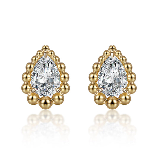 1.08 ctw Pear-Cut Lab-Grown Diamond Drop Earrings in 18K Yellow Gold
