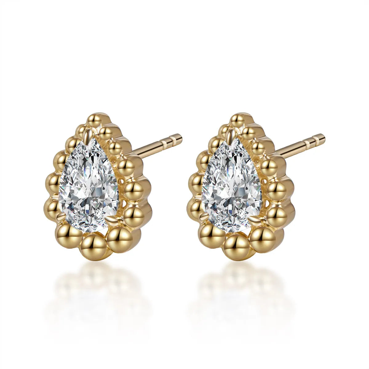 1.08 ctw Pear-Cut Lab-Grown Diamond Drop Earrings in 18K Yellow Gold