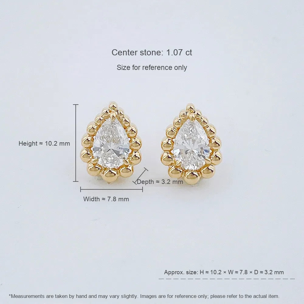 1.08 ctw Pear-Cut Lab-Grown Diamond Drop Earrings in 18K Yellow Gold