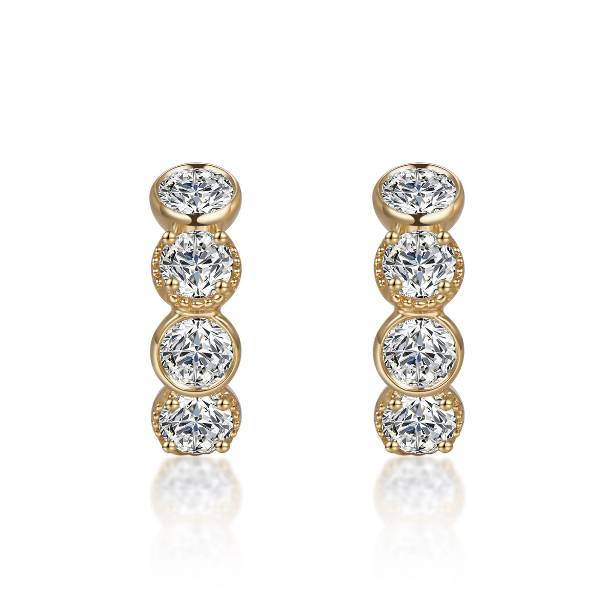 0.93 ctw Round-Cut Lab-Grown Diamond Earrings in 18K Yellow Gold