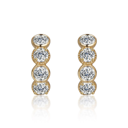 0.93 ctw Round-Cut Lab-Grown Diamond Earrings in 18K Yellow Gold