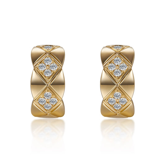 0.25 ctw Cluster Round-Cut Lab-Grown Diamond Earrings in 18K Yellow Gold