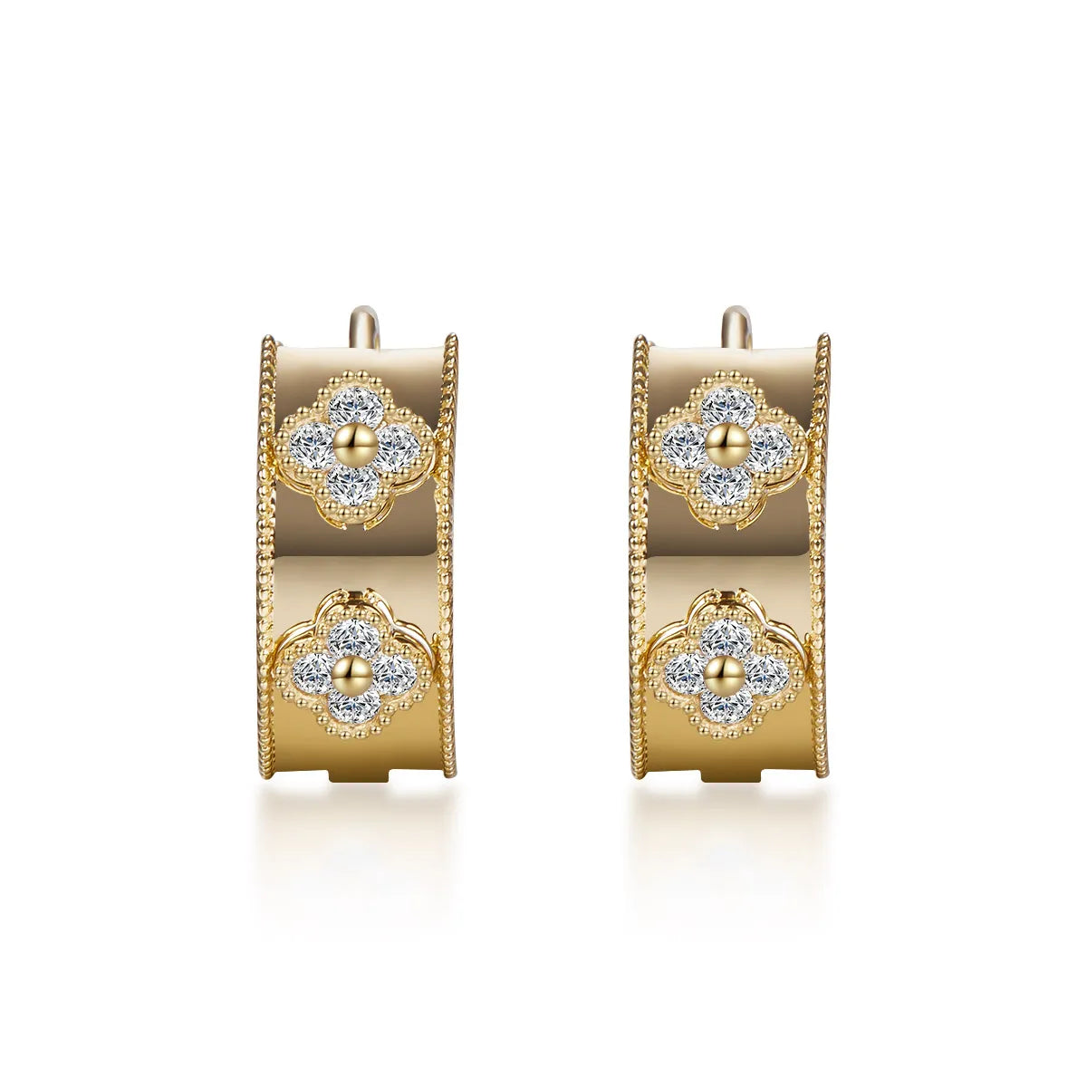 0.16 ctw Floral Round-Cut Lab-Grown Diamond Earrings in 18K Yellow Gold