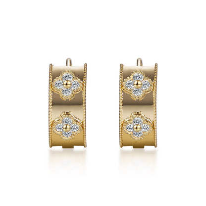 0.16 ctw Floral Round-Cut Lab-Grown Diamond Earrings in 18K Yellow Gold
