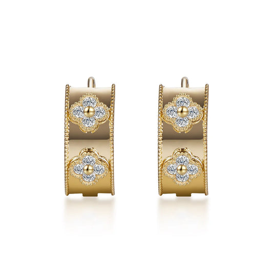 0.16 ctw Floral Round-Cut Lab-Grown Diamond Earrings in 18K Yellow Gold