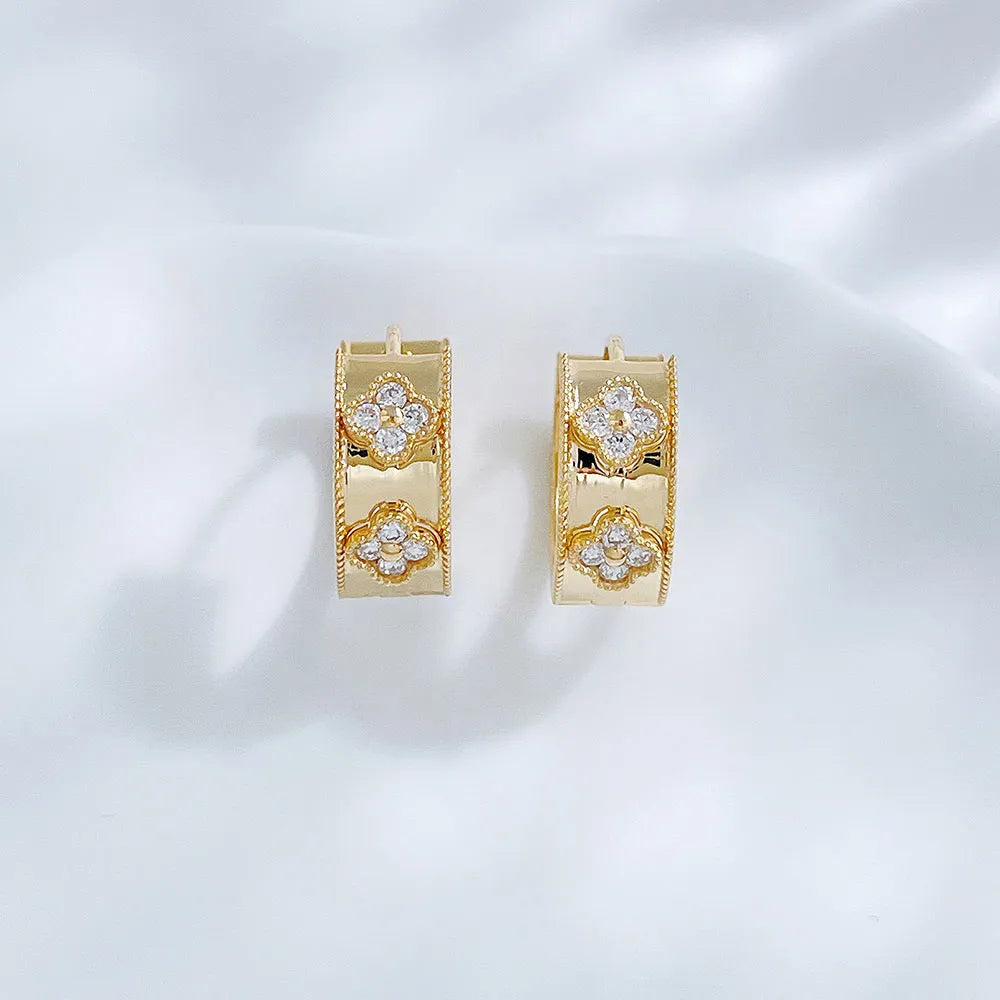0.16 ctw Floral Round-Cut Lab-Grown Diamond Earrings in 18K Yellow Gold