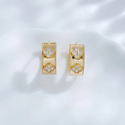 0.16 ctw Floral Round-Cut Lab-Grown Diamond Earrings in 18K Yellow Gold