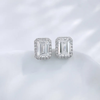 3.12 ctw Four-Prong Emerald-Cut Lab-Grown Diamond Earrings in PT950 Platinum