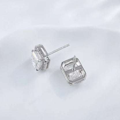 3.12 ctw Four-Prong Emerald-Cut Lab-Grown Diamond Earrings in PT950 Platinum