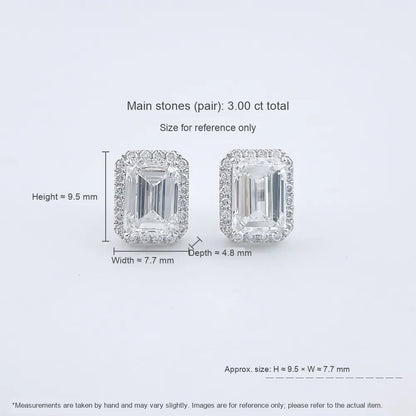 3.12 ctw Four-Prong Emerald-Cut Lab-Grown Diamond Earrings in PT950 Platinum
