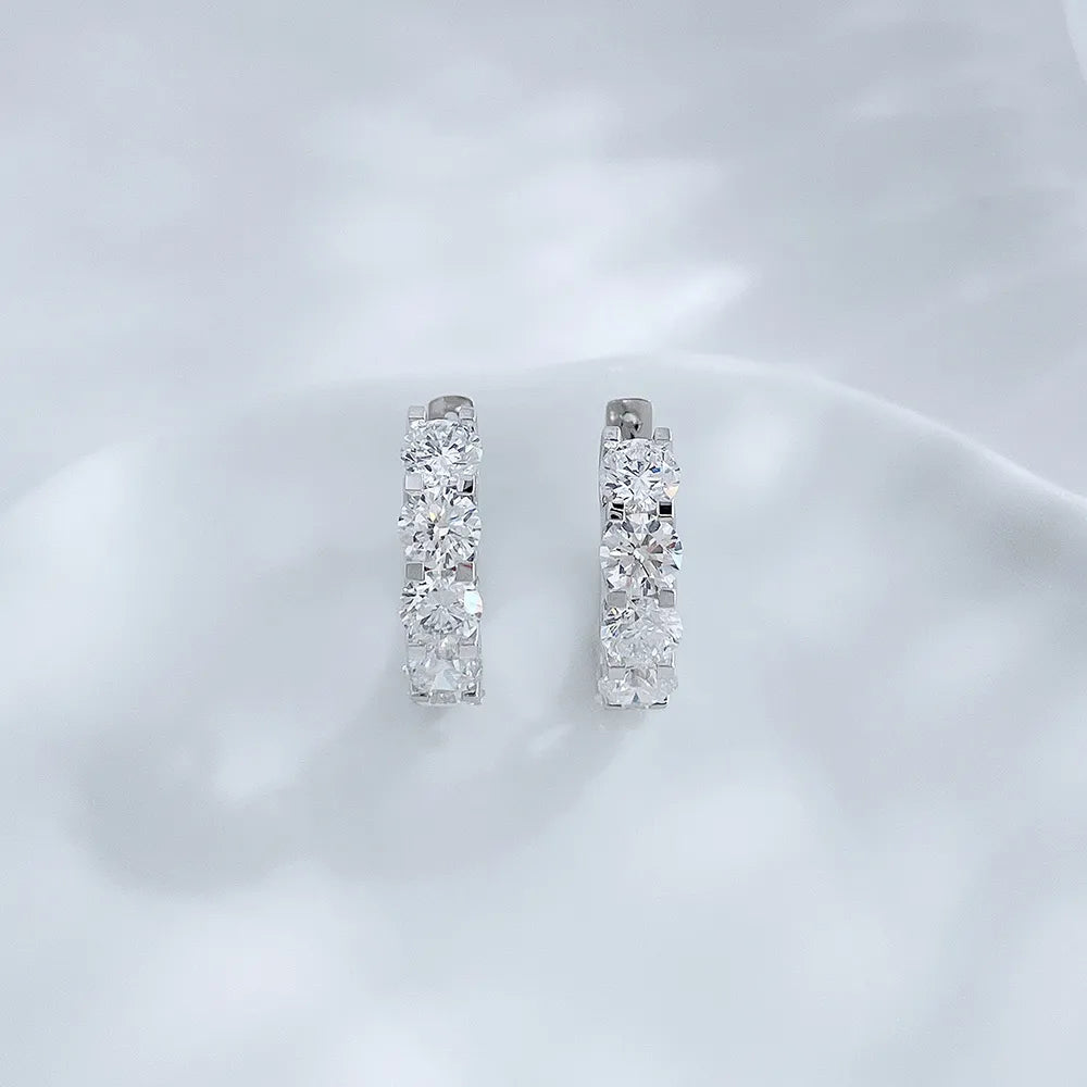 2.15 ctw Celestial Round-Cut Lab-Grown Diamond Earrings in 18K White Gold