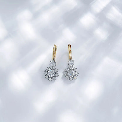 0.6 ctw Floral Round-Cut Lab-Grown Diamond Earrings in 18K Two-Tone Gold