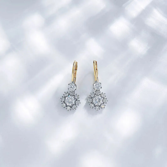0.6 ctw Floral Round-Cut Lab-Grown Diamond Earrings in 18K Two-Tone Gold