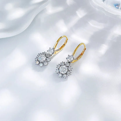 0.6 ctw Floral Round-Cut Lab-Grown Diamond Earrings in 18K Two-Tone Gold