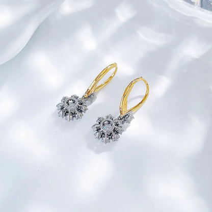 0.6 ctw Floral Round-Cut Lab-Grown Diamond Earrings in 18K Two-Tone Gold