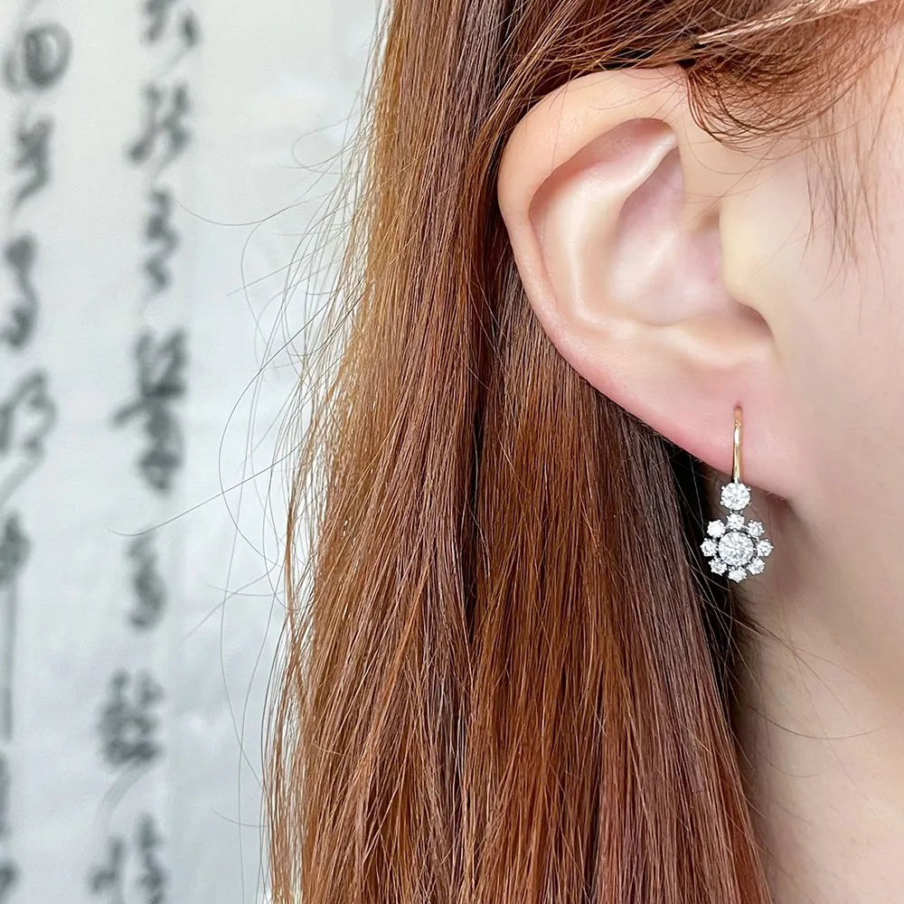 0.6 ctw Floral Round-Cut Lab-Grown Diamond Earrings in 18K Two-Tone Gold
