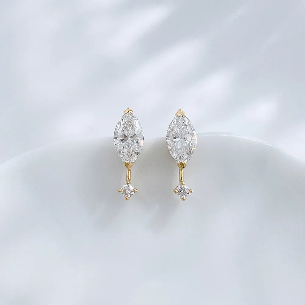 0.84 ctw Celestial Marquise-Cut Lab-Grown Diamond Stud Earrings in 18K Yellow Gold
