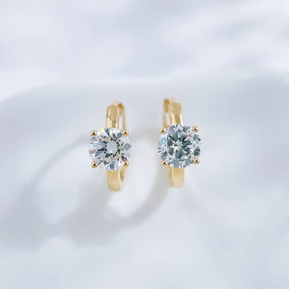 1.02 ctw Minimalist Four-Prong Round-Cut Lab-Grown Diamond Earrings in 18K Yellow Gold