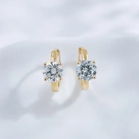 1.02 ctw Minimalist Four-Prong Round-Cut Lab-Grown Diamond Earrings in 18K Yellow Gold