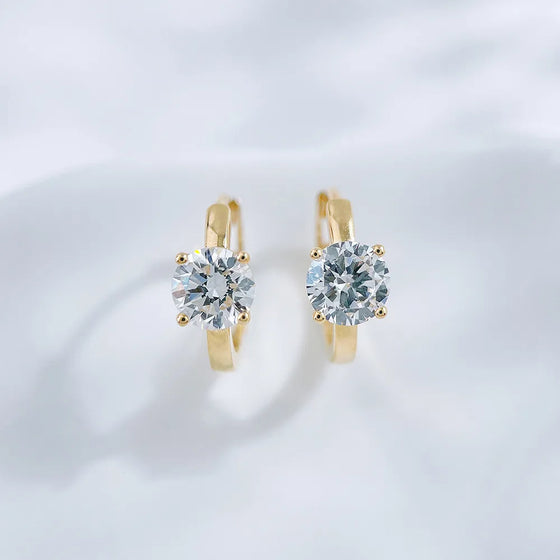 1.02 ctw Minimalist Four-Prong Round-Cut Lab-Grown Diamond Earrings in 18K Yellow Gold