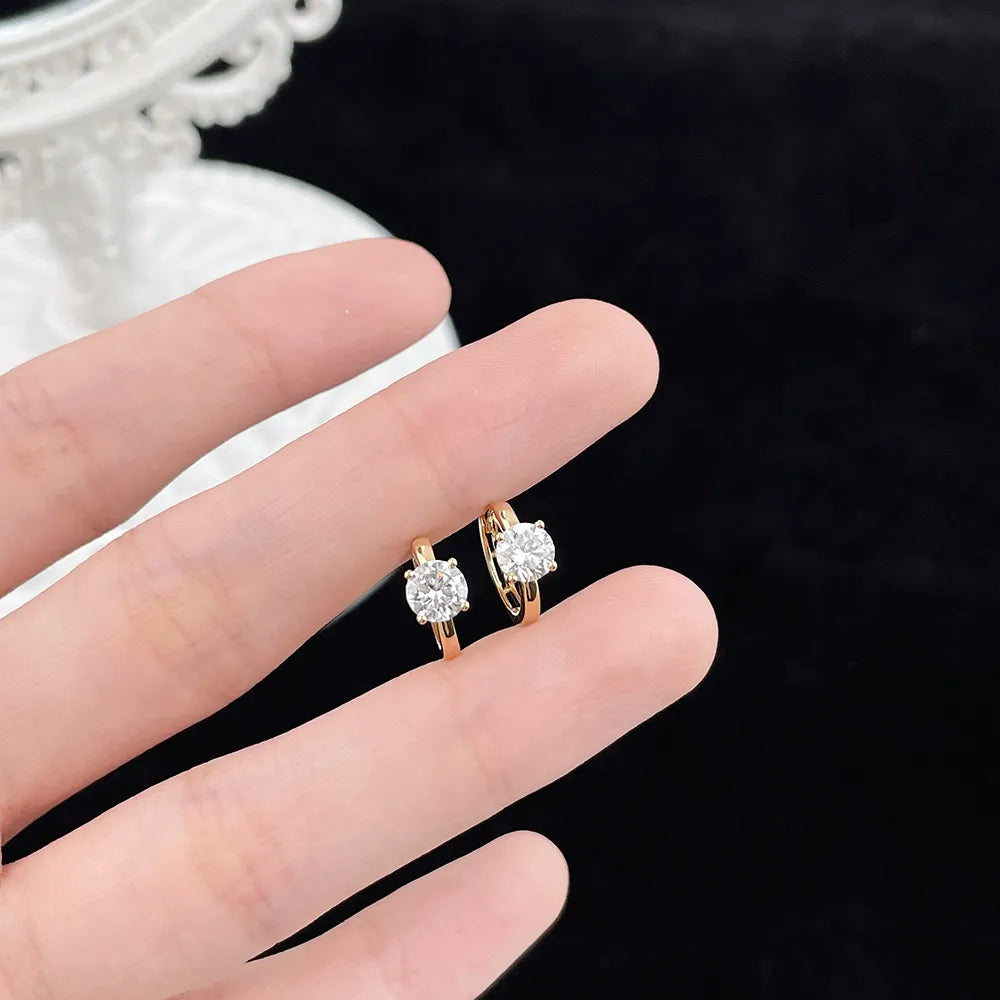 1.02 ctw Minimalist Four-Prong Round-Cut Lab-Grown Diamond Earrings in 18K Yellow Gold
