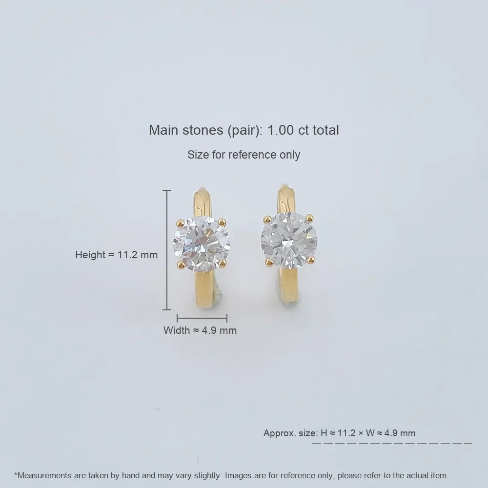 1.02 ctw Minimalist Four-Prong Round-Cut Lab-Grown Diamond Earrings in 18K Yellow Gold
