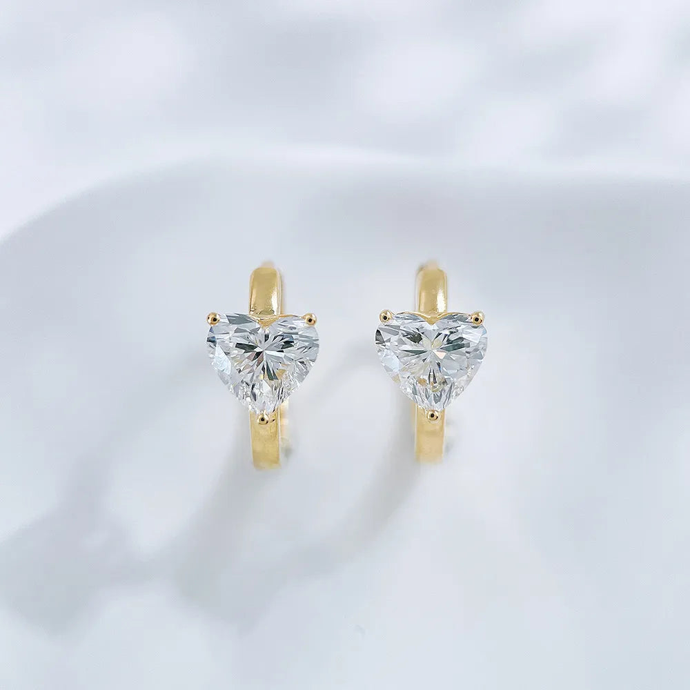 1.07 ctw Three-Prong Heart-Cut Lab-Grown Diamond Earrings in 18K Yellow Gold