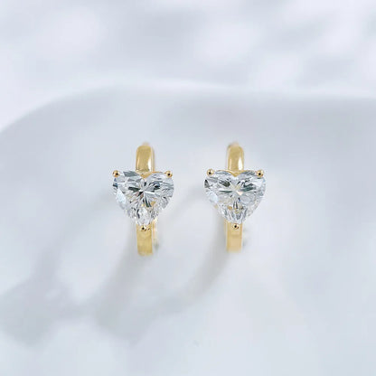 1.07 ctw Three-Prong Heart-Cut Lab-Grown Diamond Earrings in 18K Yellow Gold