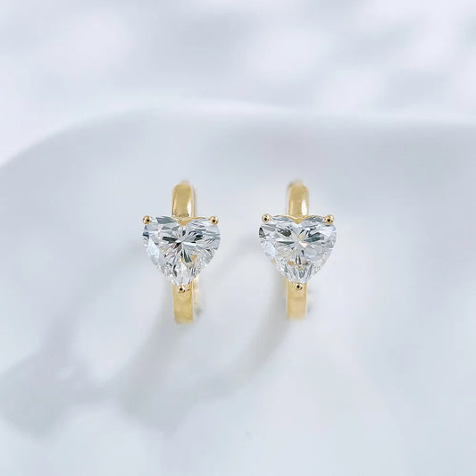 1.07 ctw Three-Prong Heart-Cut Lab-Grown Diamond Earrings in 18K Yellow Gold