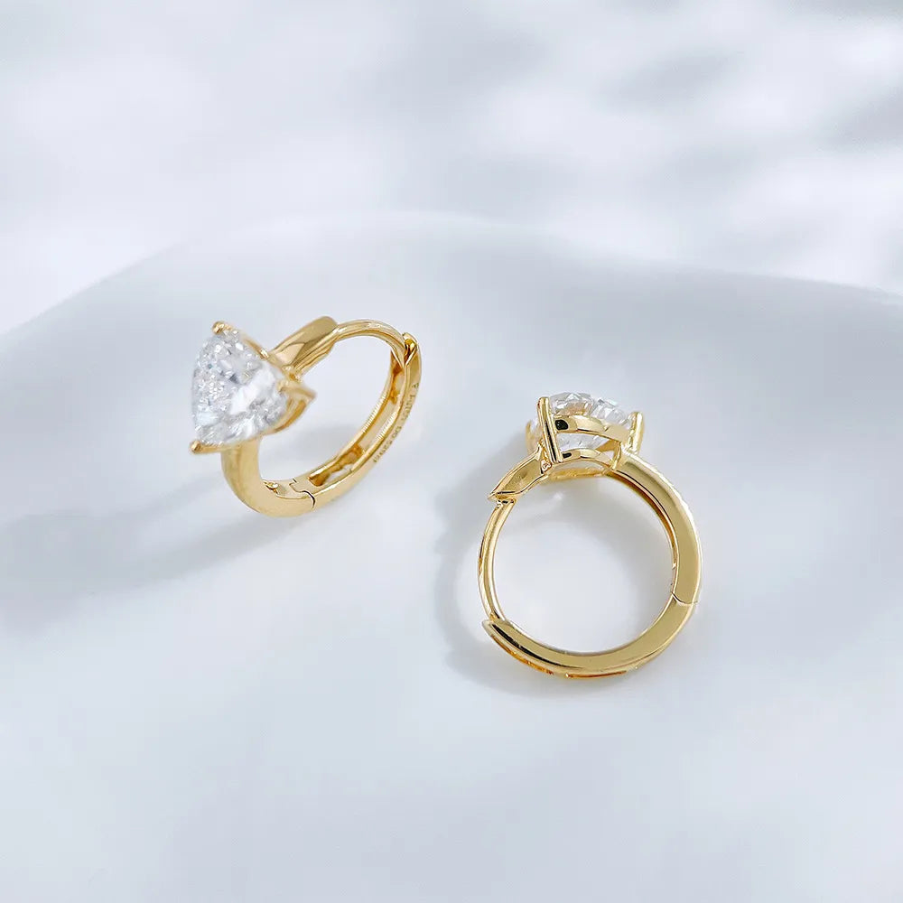 1.07 ctw Three-Prong Heart-Cut Lab-Grown Diamond Earrings in 18K Yellow Gold