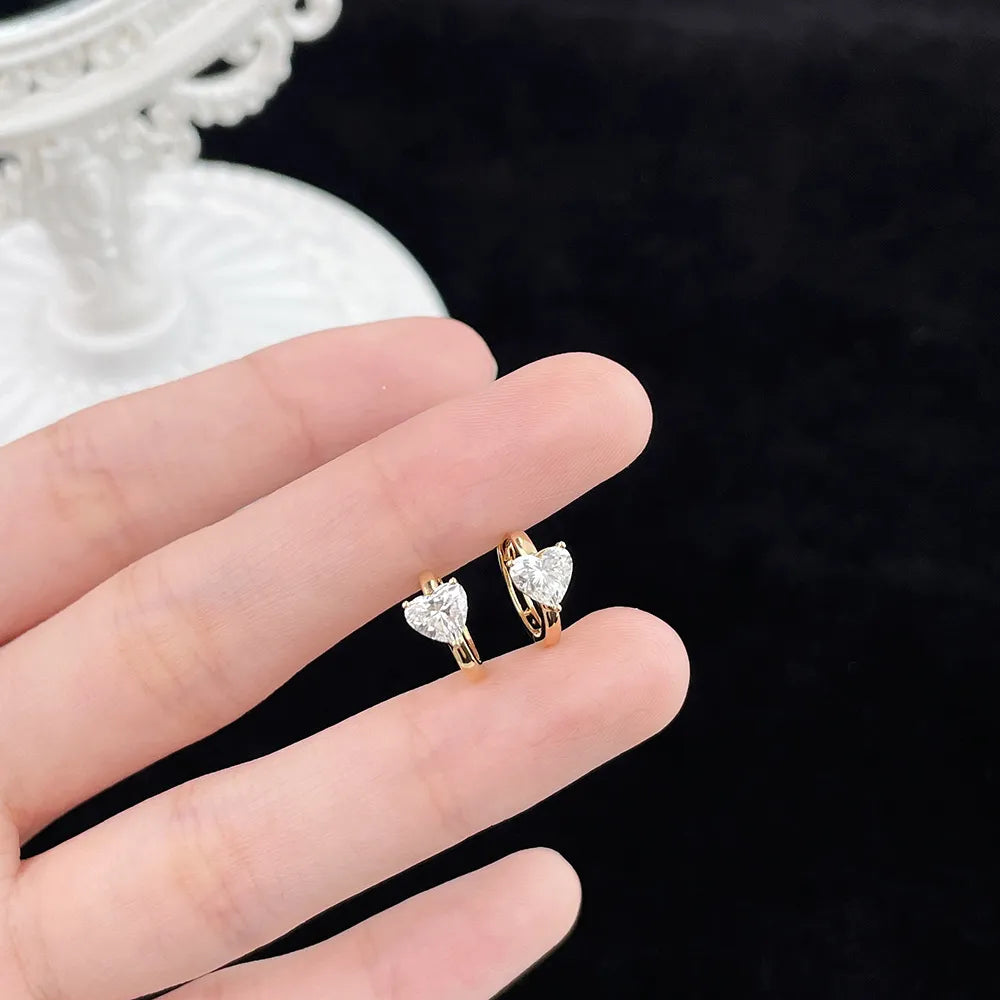 1.07 ctw Three-Prong Heart-Cut Lab-Grown Diamond Earrings in 18K Yellow Gold