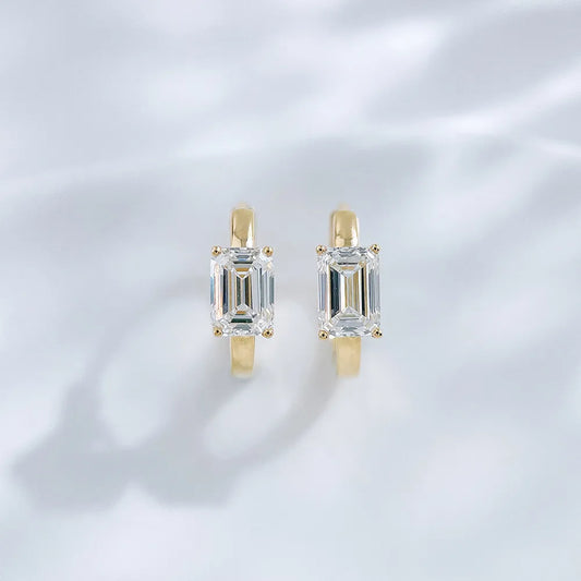 1.08 ctw Four-Prong Emerald-Cut Lab-Grown Diamond Earrings in 18K Yellow Gold