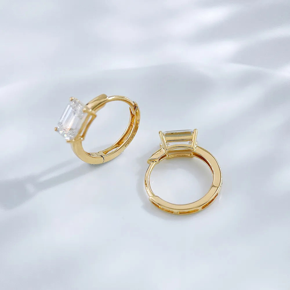 1.08 ctw Four-Prong Emerald-Cut Lab-Grown Diamond Earrings in 18K Yellow Gold