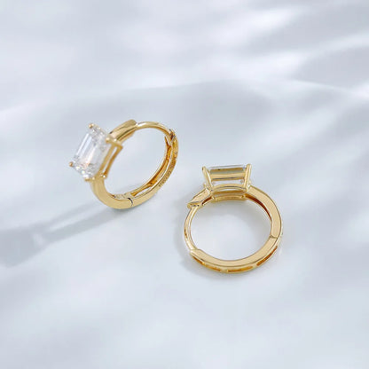 1.08 ctw Four-Prong Emerald-Cut Lab-Grown Diamond Earrings in 18K Yellow Gold