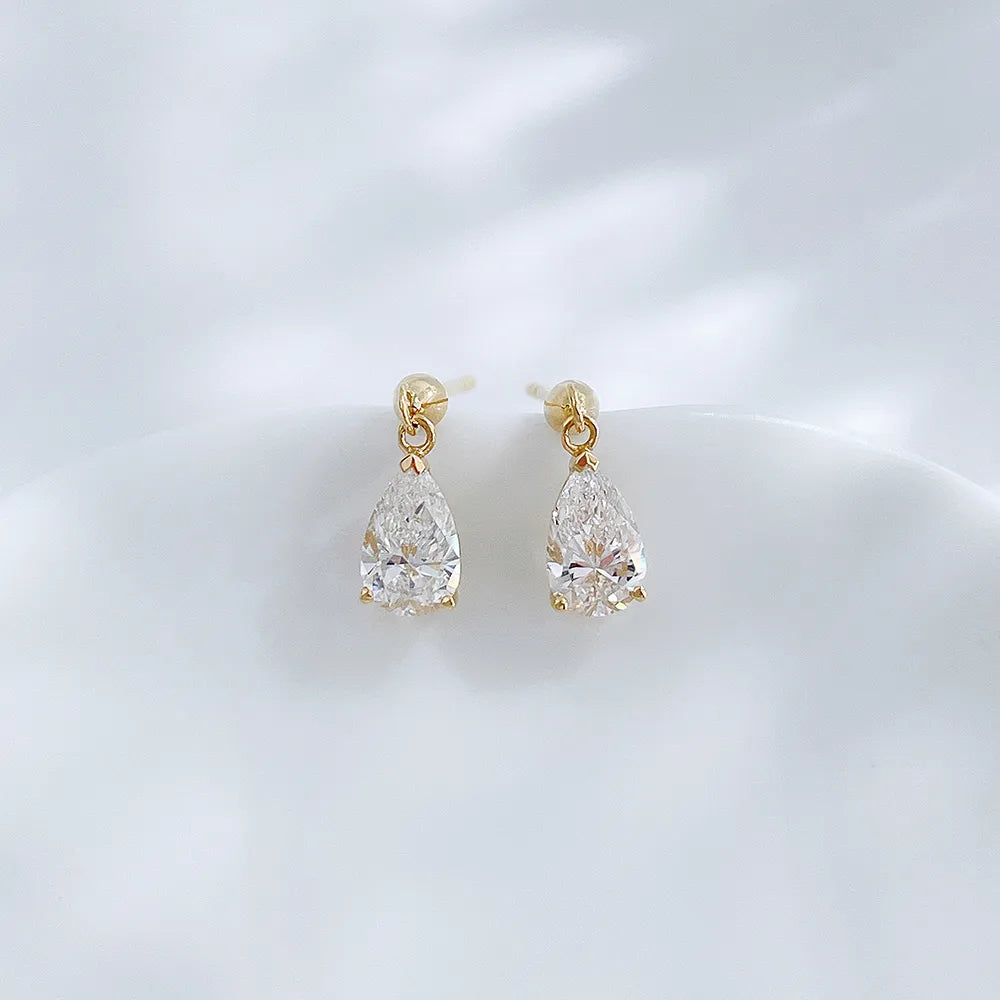 1.09 ctw Celestial Three-Prong Pear-Cut Lab-Grown Diamond Stud Earrings in 18K Yellow Gold